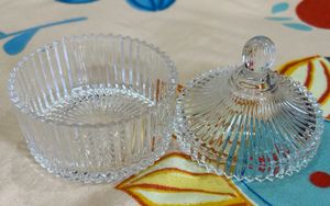 Crystal Glass Bowl With Lid - New