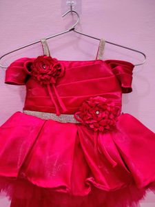 Adorable Red Baby Dress with Flower Accents