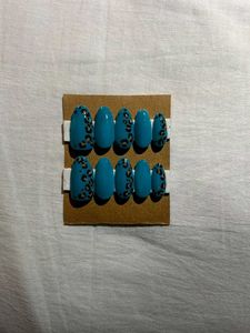 Teal Leopard Print Press-On Nails