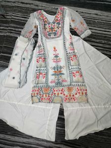 White Embroidered Kurta Set with Dupatta