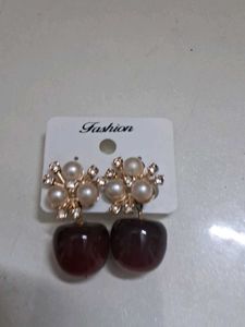 Cute Cherry &amp; Pearl Drop Earrings