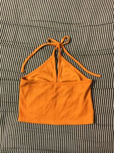 Orange Halter Neck Crop Top