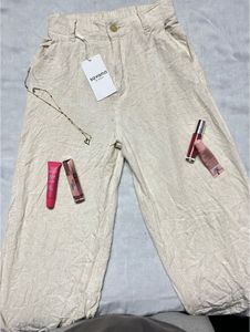 linene off white Wide Leg Pants