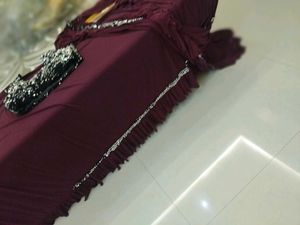 Maroon ready too wear saree