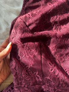 Burgundy Lace Tiered Mini Dress