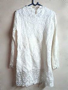 Beautiful Lace Top Long Tunic White
