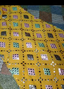 Yellow Kurti with Mirror Work