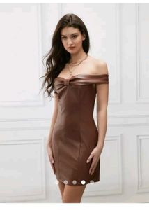 Chic Off-Shoulder Faux Leather Mini Dress