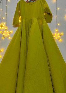 Beautiful Lime Green Anarkali Suit with Dupatta