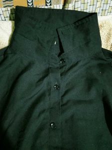 Elegant Black Button-Up Tunic Dress