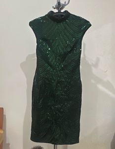Emerald Sequin Cap Sleeve Dress