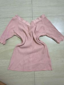 Pink Ribbed Button-Up Top