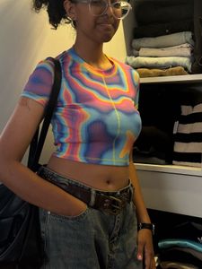 Vibrant Pride Abstract Print Y2K T-Shirt