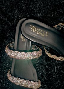 Truffle Collection Embellished Block Heel