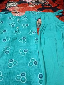 Teal Printed Kurta Set