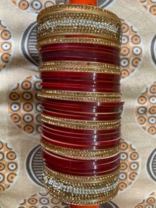 Red &amp; Gold Bridal Chura Set
