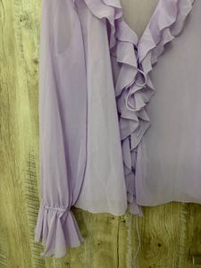 Sheer Lavender Ruffle Blouse