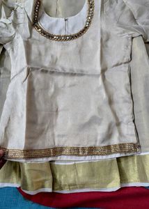 12 yrs girl's golden off-white lehenga choli