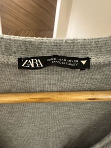 ZARA Grey Pearl Embellished Woolen Shrug