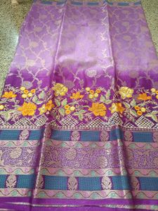 Beautiful Purple Embroidered Cutwork Saree