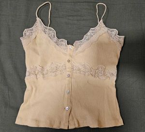 Lace Trim Butter Yellow Top
