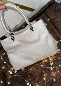 Chic White Leather Tote Bag