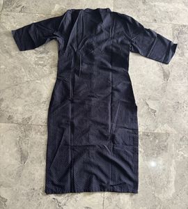 Women's Navy Blue Polka Dot Kurta