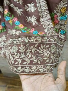Embroidered Brown Kurta with Pant
