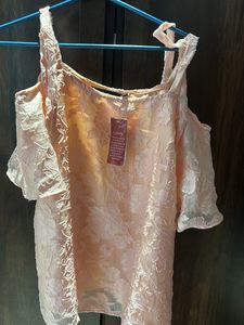 Off Shoulder Rose Top With Beautiful Brasso Work