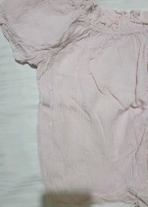 Pink Off-Shoulder Textured Top