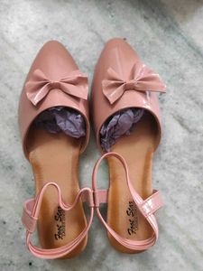 Cute Pink Bow Flats with Ankle Strap