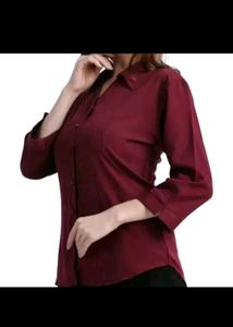 Maroon Collared Button-Up Shirt