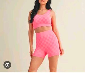 Pink Checkerboard Workout Set
