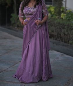 Lavender lehenga pattern saree