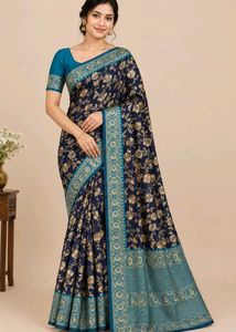 Ready to wear saree Elegant Navy Blue Floral Sare