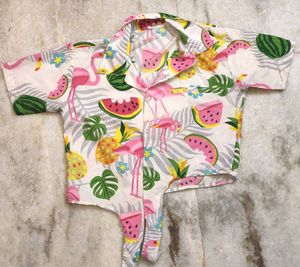 blurry Hawaiian Flamingo Fruit Print Shirt