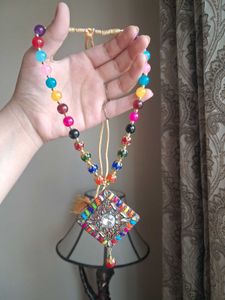 Boho Multicolor Beaded Necklace with Pendant