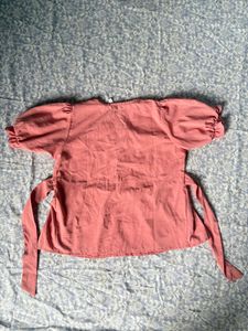 Chic Pink Peplum Top with Puff Sleeves