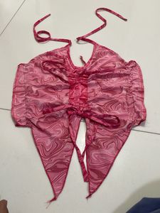 Pink Swirl Print Tie-Up Top