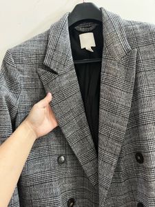 Classic Plaid Double-Breasted Blazer