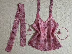 Desi pink halter top with scarf