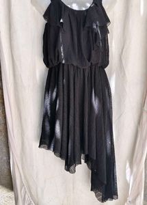20194. Chic Black Ruffle Cold Shoulder Dress
