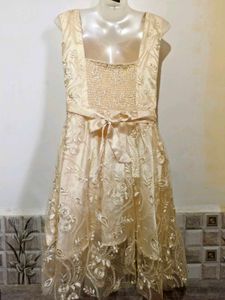 Elegant Lace Overlay Midi Dress