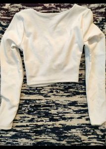 White Square Neck Long Sleeve Crop Top