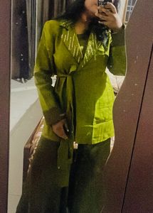 Olive Green Embellished Kurta Set