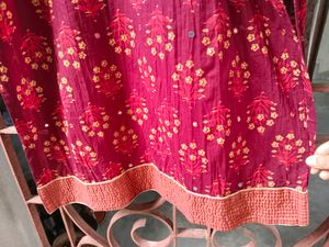 Beautiful Cotton Kurta With Churidar And Dupatta🤎