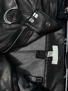 H&amp;M Black Faux Leather Belted Pants