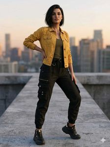 Beaded Yellow Denim Jacket