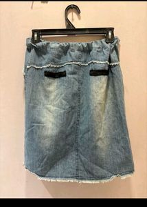 Denim Midi Skirt with Slit