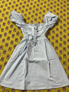 Cute Striped Puff Sleeve Dress